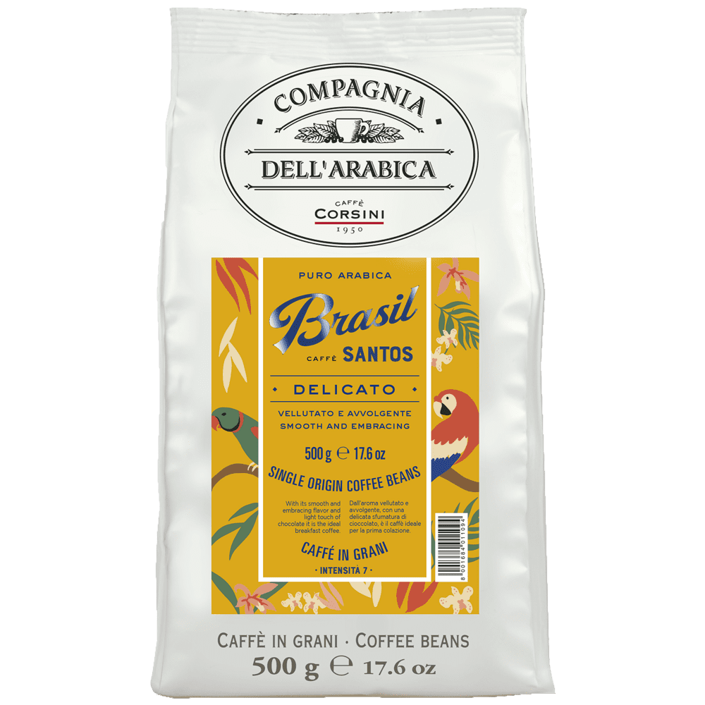 11094 Кофе Бразилия Сантос натуральный жареный в зернах в лам.пак.,500г