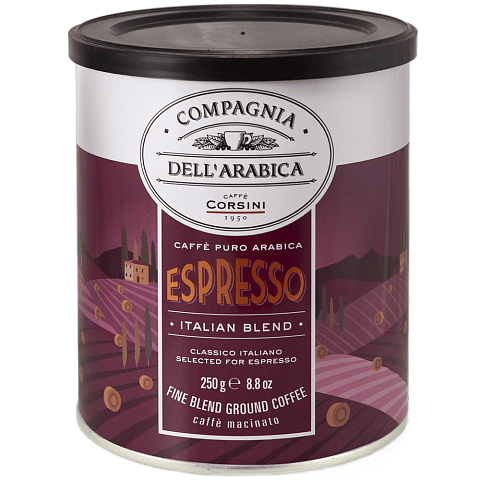 00076 Кофе Арабика Эспрессо натуральный жареный молотый ж/б 250г